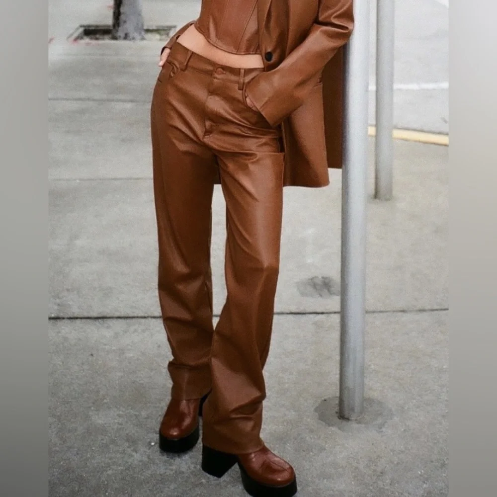 Zara FAUX LEATHER PANTS